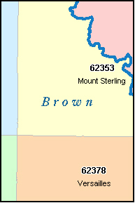 BROWN County, IL ZIP Code Map