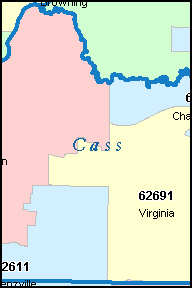 CASS County, IL ZIP Code Map