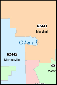 CLARK County, Illinois Digital ZIP Code Map