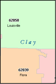 CLAY County, IL ZIP Code Map