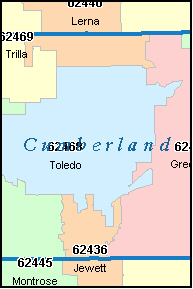 CUMBERLAND County, IL ZIP Code Map