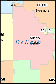 DEKALB County, IL ZIP Code Map