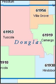 DOUGLAS County, IL ZIP Code Map