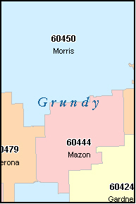GRUNDY County, IL ZIP Code Map