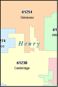 HENRY County, IL ZIP Code Map
