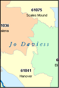 JO DAVIESS County, IL ZIP Code Map