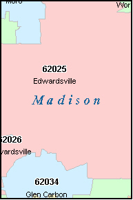 MADISON County, Illinois Digital ZIP Code Map