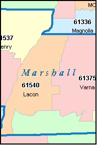 MARSHALL County, IL ZIP Code Map