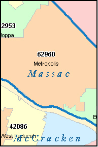MASSAC County, IL ZIP Code Map