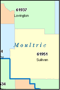 MOULTRIE County, IL ZIP Code Map