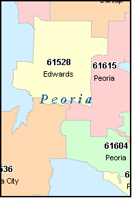 PEORIA Illinois, IL ZIP Code Map Downloads