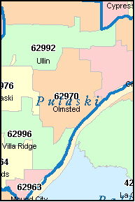 PULASKI County, IL ZIP Code Map