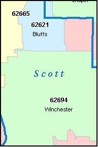 SCOTT County, IL ZIP Code Map