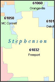 STEPHENSON County, IL ZIP Code Map