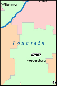 FOUNTAIN County, IN ZIP Code Map