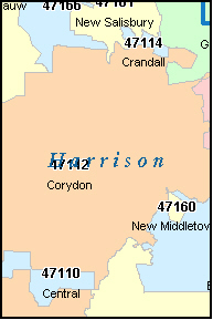 HARRISON County, IN ZIP Code Map