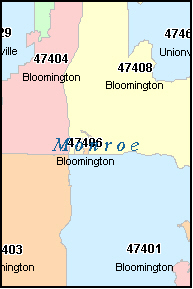 MONROE County, IN ZIP Code Map
