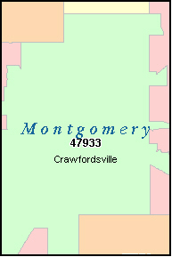 MONTGOMERY County, IN ZIP Code Map