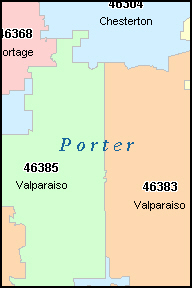 county porter zip code map indiana maps