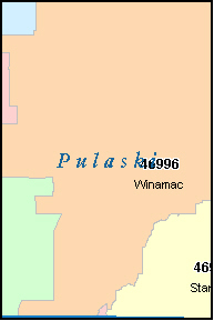 PULASKI County, IN ZIP Code Map
