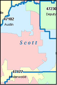 SCOTT County, IN ZIP Code Map