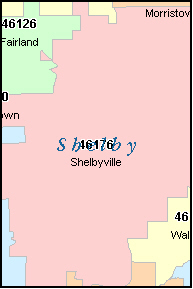 SHELBY County, IN ZIP Code Map