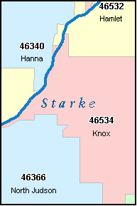 STARKE County, IN ZIP Code Map