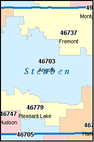 STEUBEN County, IN ZIP Code Map