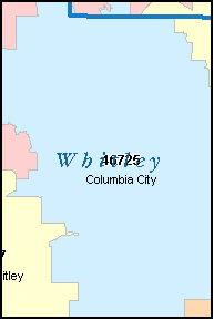 WHITLEY County, IN ZIP Code Map