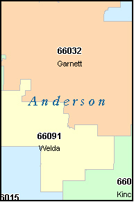 ANDERSON County, KS ZIP Code Map