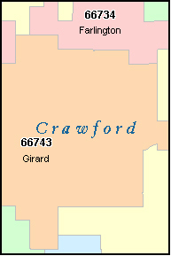 CRAWFORD County, KS ZIP Code Map