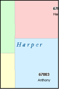 HARPER County, KS ZIP Code Map