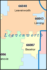 LEAVENWORTH County, KS ZIP Code Map