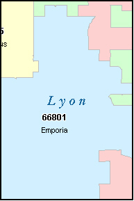 LYON County, KS ZIP Code Map