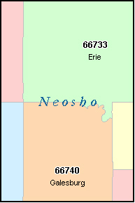 NEOSHO County, KS ZIP Code Map