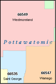 POTTAWATOMIE County, KS ZIP Code Map
