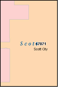SCOTT County, KS ZIP Code Map