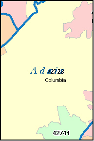 ADAIR County, Kentucky Digital ZIP Code Map
