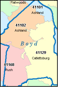 BOYD County, Kentucky Digital ZIP Code Map