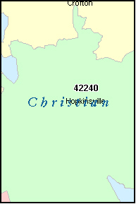 CHRISTIAN County, KY ZIP Code Map