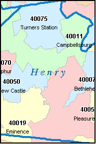 HENRY County, KY ZIP Code Map