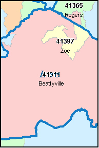 LEE County, KY ZIP Code Map