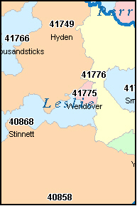 LESLIE County, KY ZIP Code Map