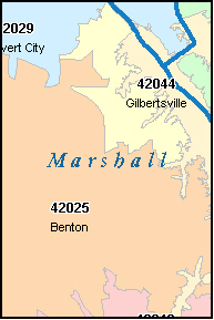 MARSHALL County, KY ZIP Code Map