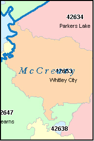 mccreary county ky zip code map kentucky