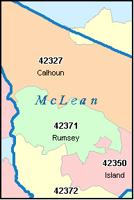 MCLEAN County, KY ZIP Code Map