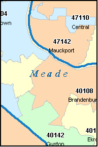 MEADE County, KY ZIP Code Map