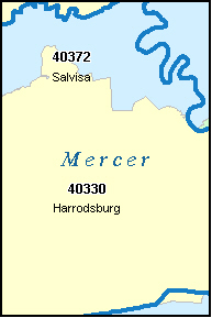 MERCER County, KY ZIP Code Map