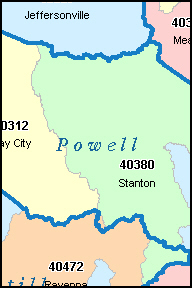 POWELL County, KY ZIP Code Map