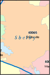 SHELBY County, Kentucky Digital ZIP Code Map